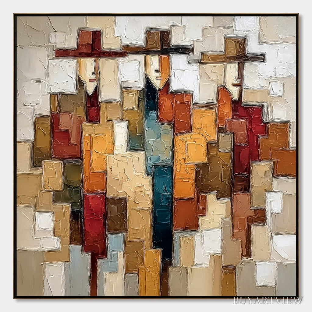ARTOVITAS the Companions – Textured Abstract Figurative Painting - image 1
