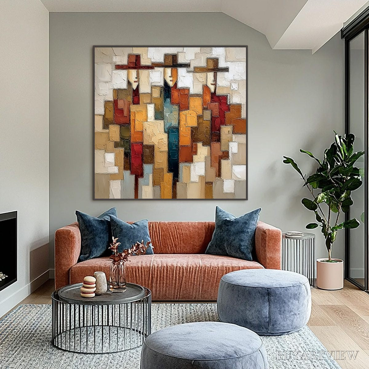 ARTOVITAS the Companions – Textured Abstract Figurative Painting - image 2