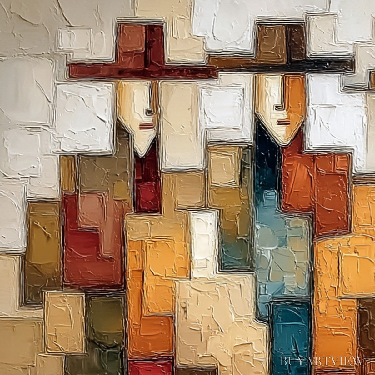 ARTOVITAS the Companions – Textured Abstract Figurative Painting - image 5