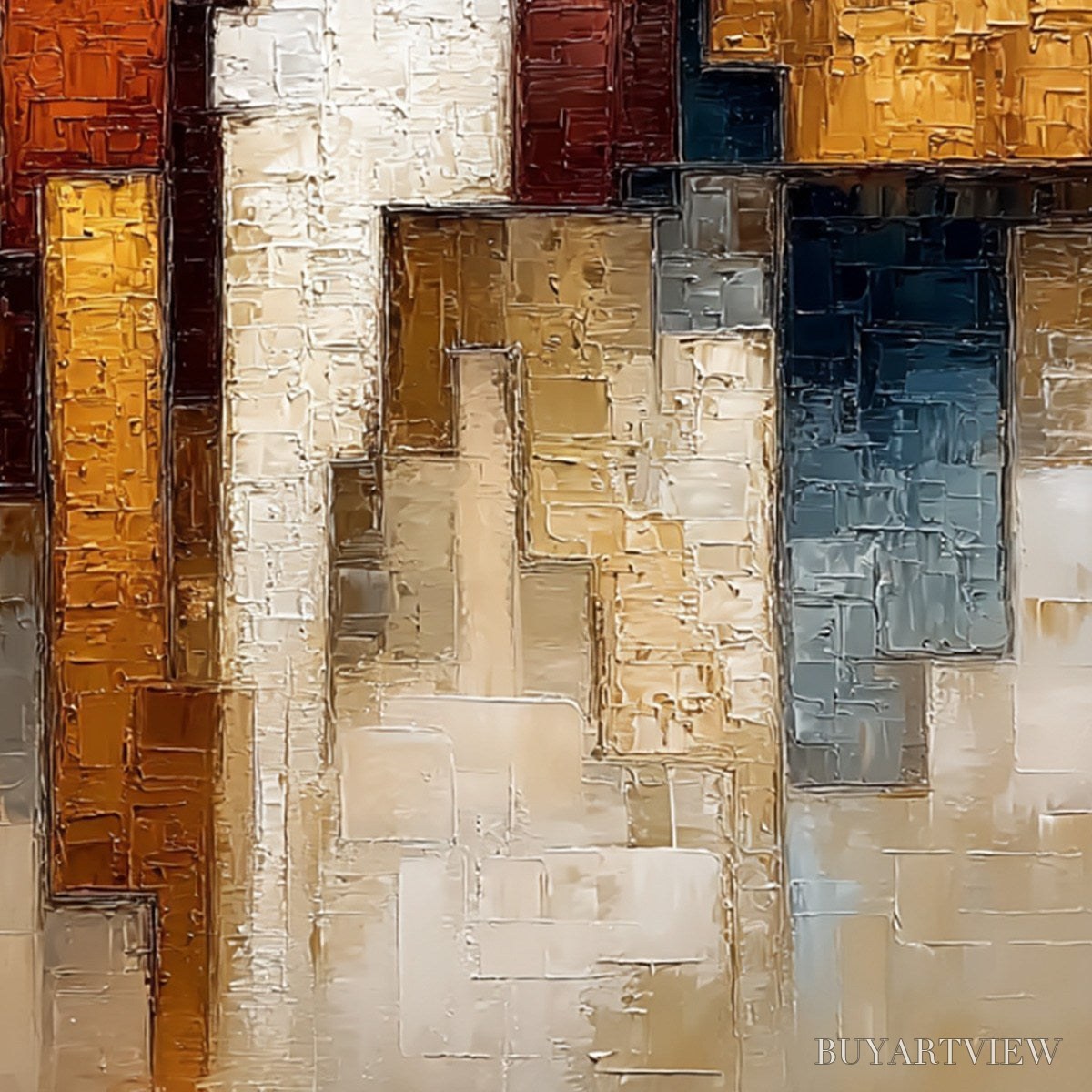 ARTOVITAS Frontier Echoes – Large Textured Abstract Figurative Palette Knife Painting - image 3