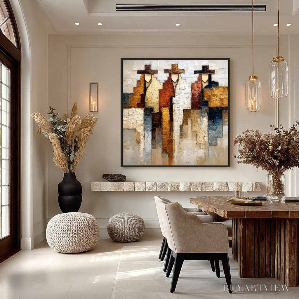 ARTOVITAS Frontier Echoes – Large Textured Abstract Figurative Palette Knife Painting - image 4