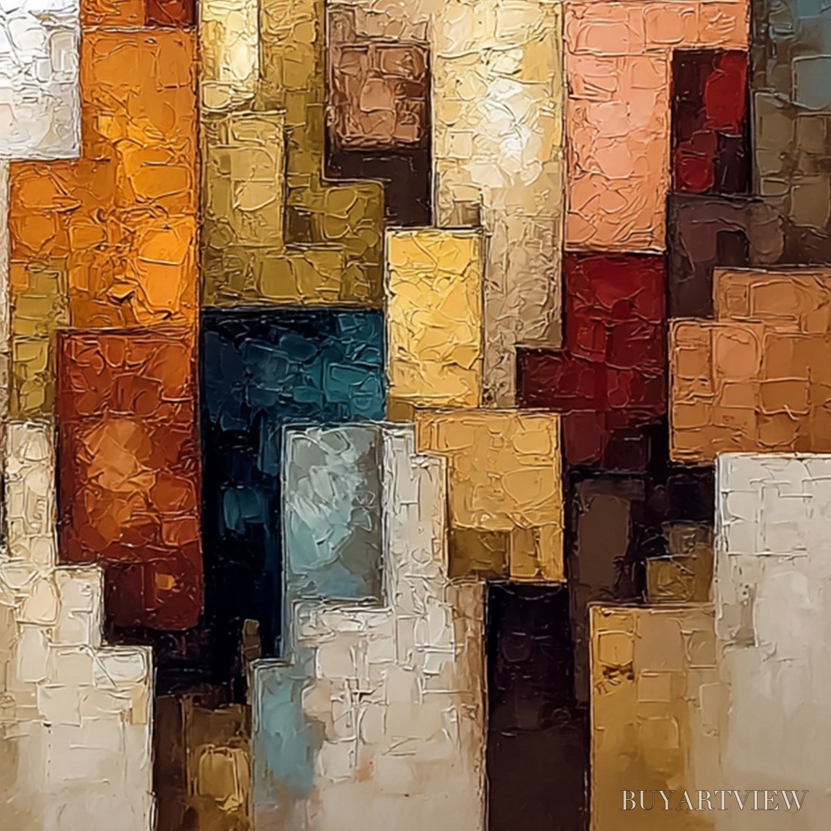 ARTOVITAS the Triad – Textured Figurative Abstract Painting of Three Figures - image 3