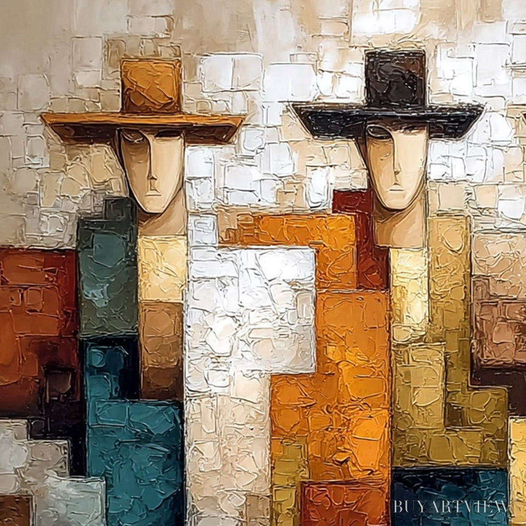 ARTOVITAS the Triad – Textured Figurative Abstract Painting of Three Figures - image 5