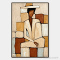 ARTOVITAS Solitude – Textured Abstract Figurative Painting in Earth Tones - image 1