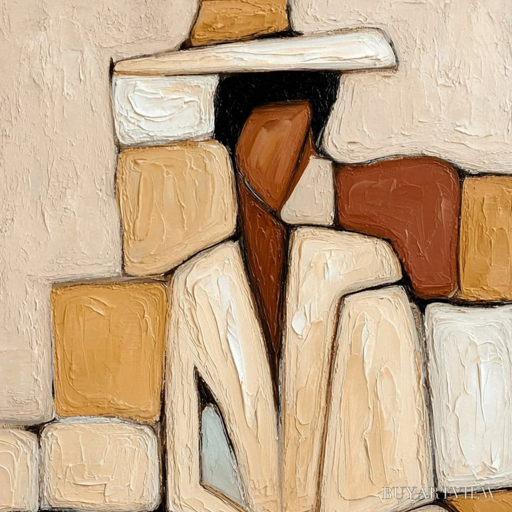 ARTOVITAS Solitude – Textured Abstract Figurative Painting in Earth Tones - image 3