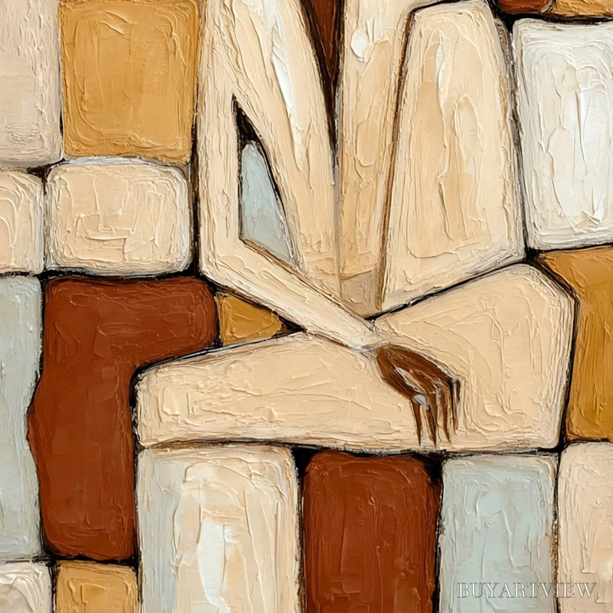 ARTOVITAS Solitude – Textured Abstract Figurative Painting in Earth Tones - image 5