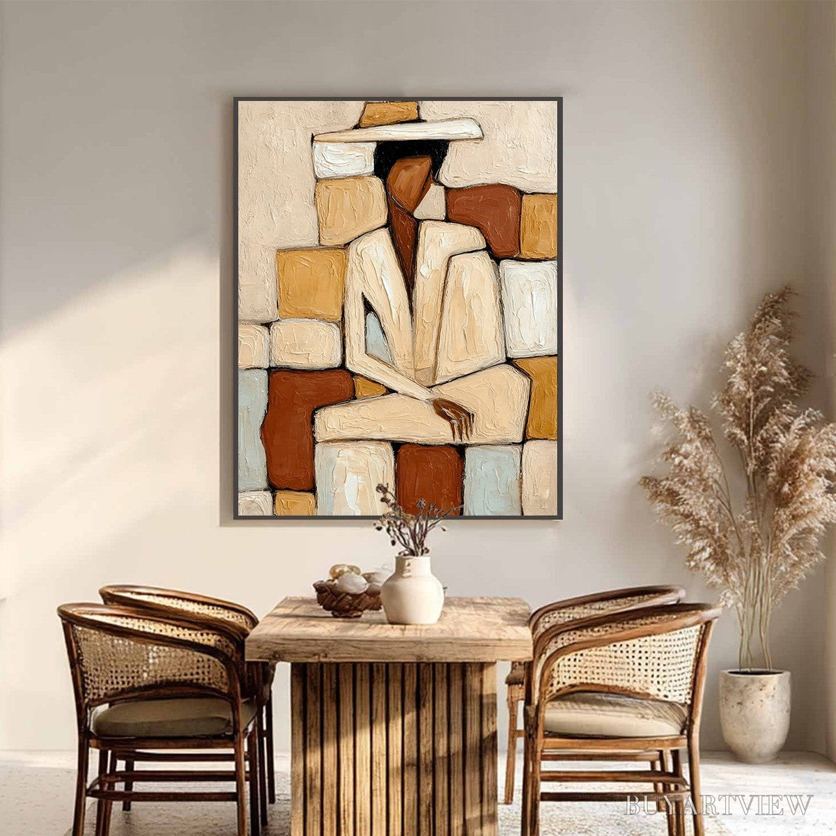 ARTOVITAS Solitude – Textured Abstract Figurative Painting in Earth Tones - image 6