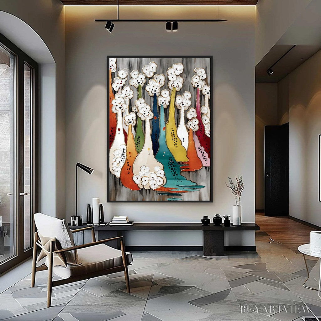 ARTOVITAS the Gathering – Colorful Textured Abstract Figurative Painting - image 2