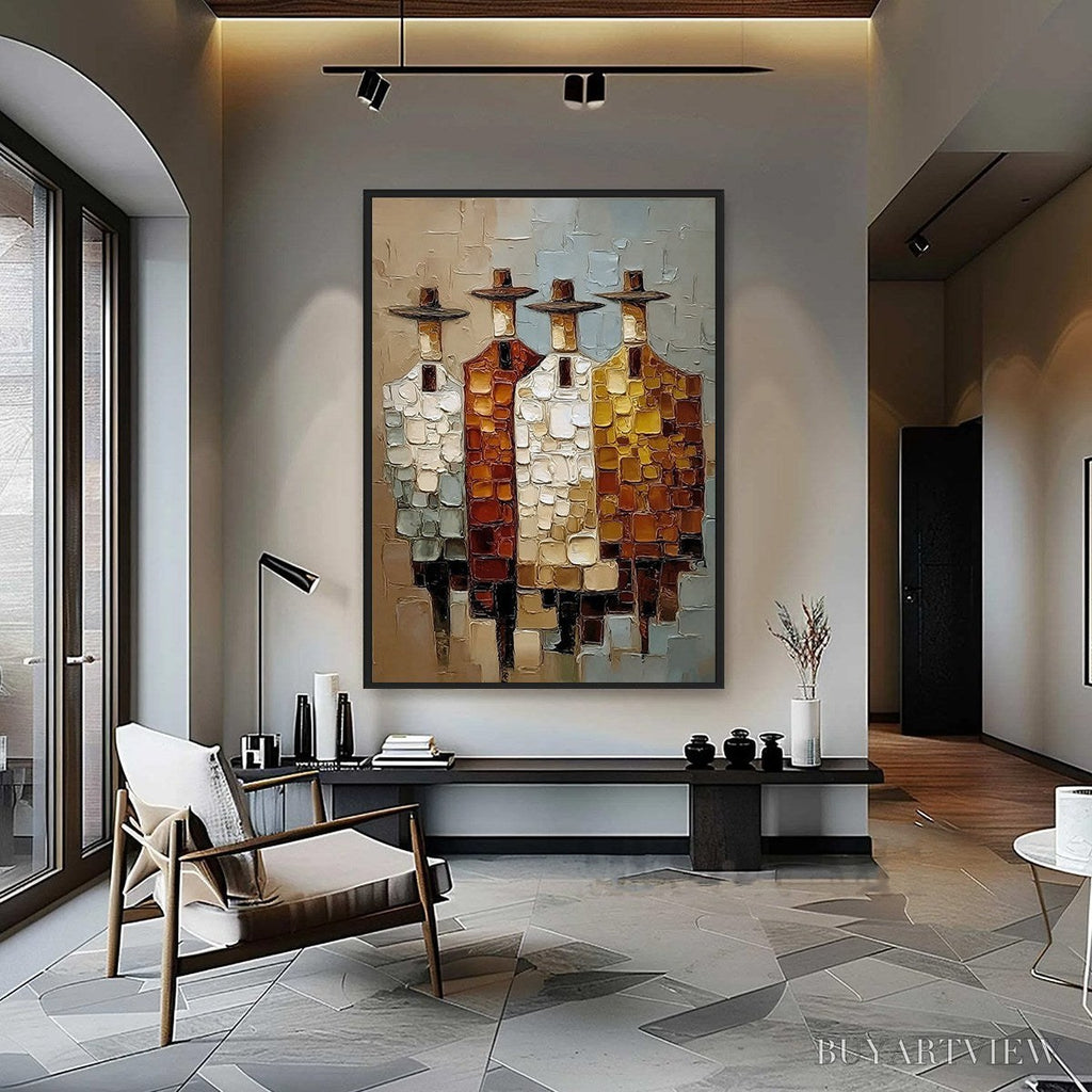 ARTOVITAS the Fellowship – Textured Abstract Figurative Painting of Four Men - image 2