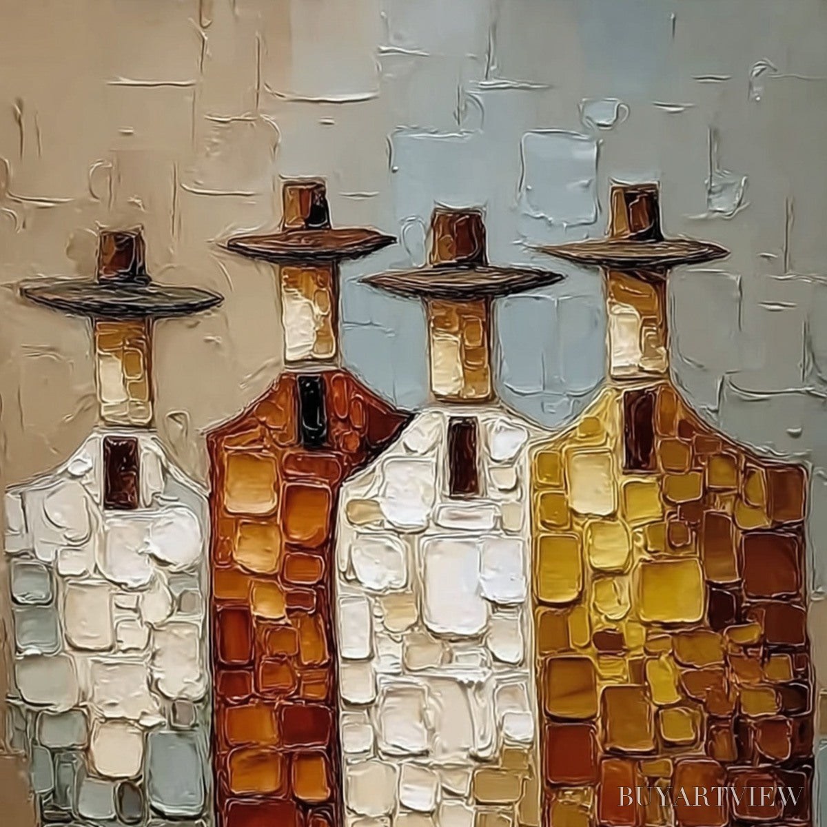 ARTOVITAS the Fellowship – Textured Abstract Figurative Painting of Four Men - image 3