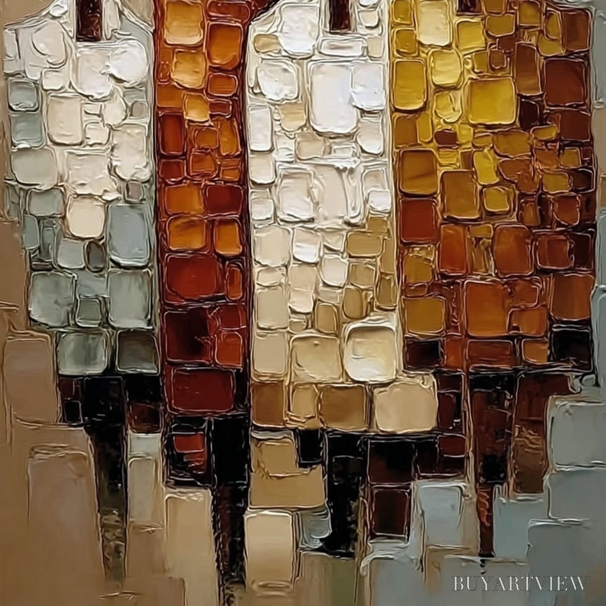 ARTOVITAS the Fellowship – Textured Abstract Figurative Painting of Four Men - image 5