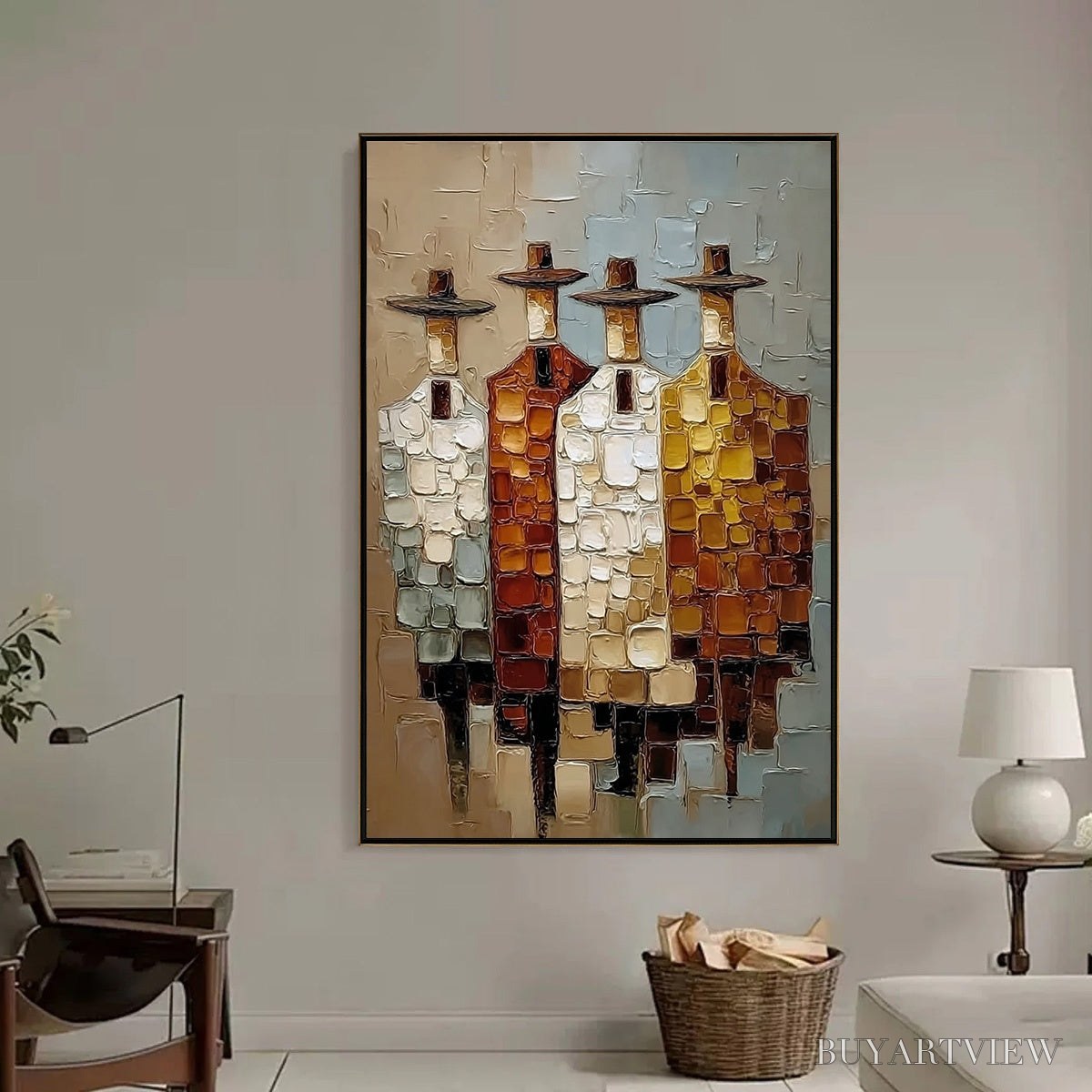 ARTOVITAS the Fellowship – Textured Abstract Figurative Painting of Four Men - image 6
