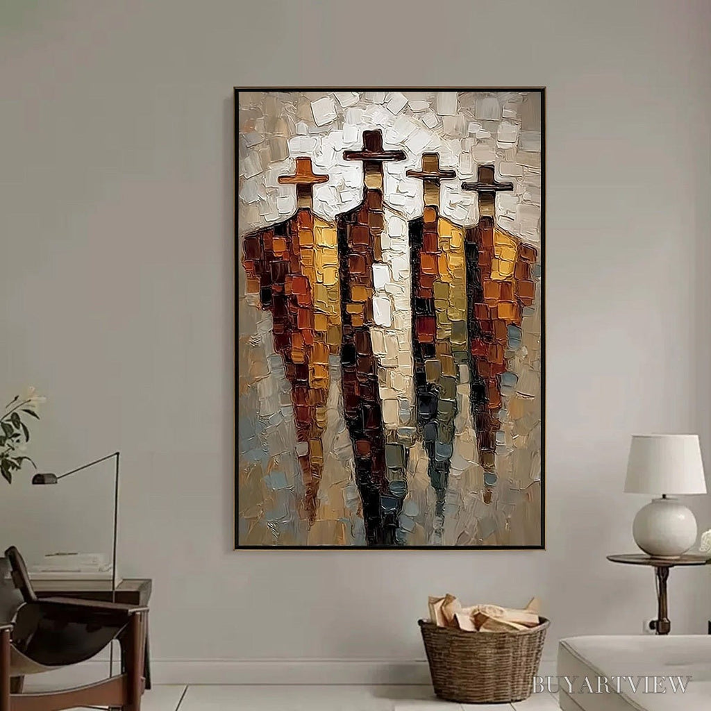 ARTOVITAS the Four Journeymen – Abstract Figurative Impasto Palette Knife Painting - image 2