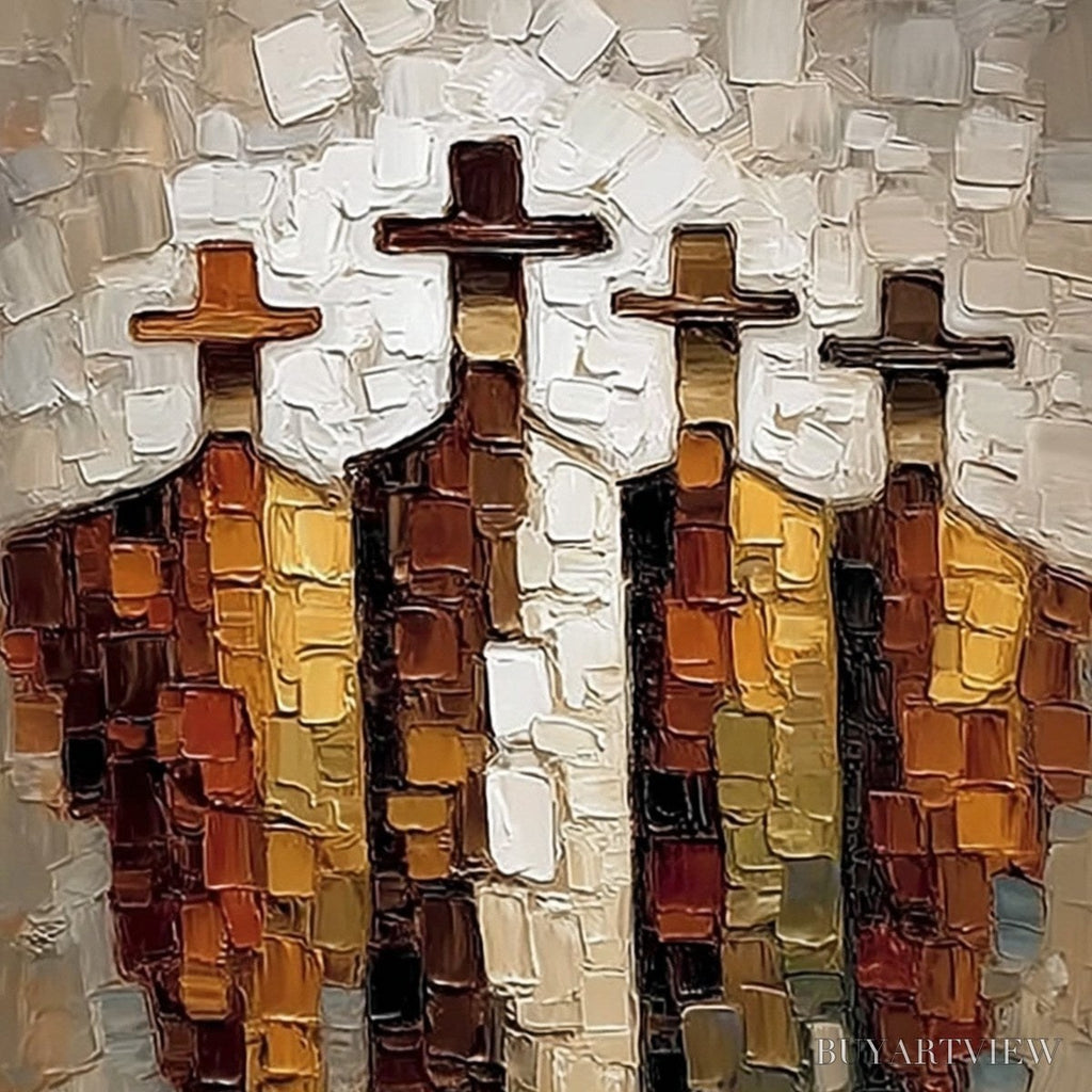 ARTOVITAS the Four Journeymen – Abstract Figurative Impasto Palette Knife Painting - image 3