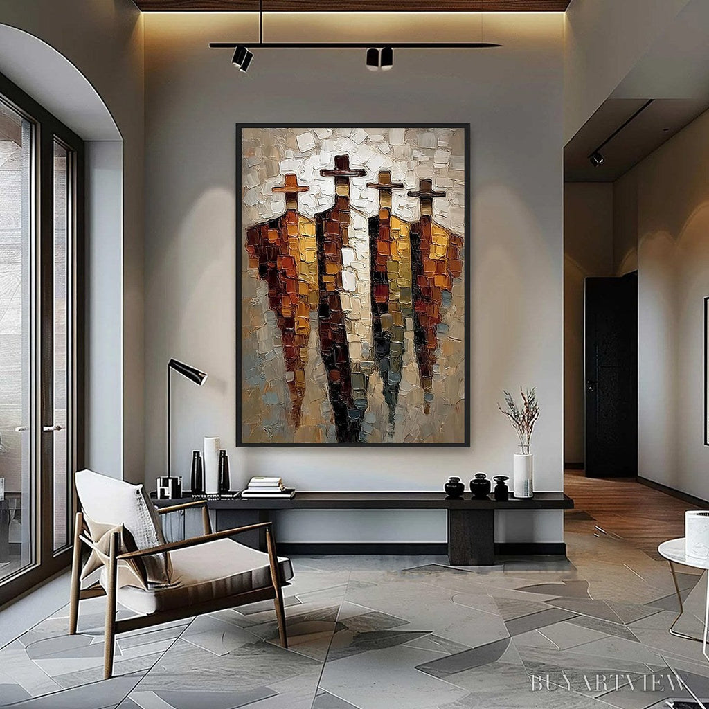 ARTOVITAS the Four Journeymen – Abstract Figurative Impasto Palette Knife Painting - image 4