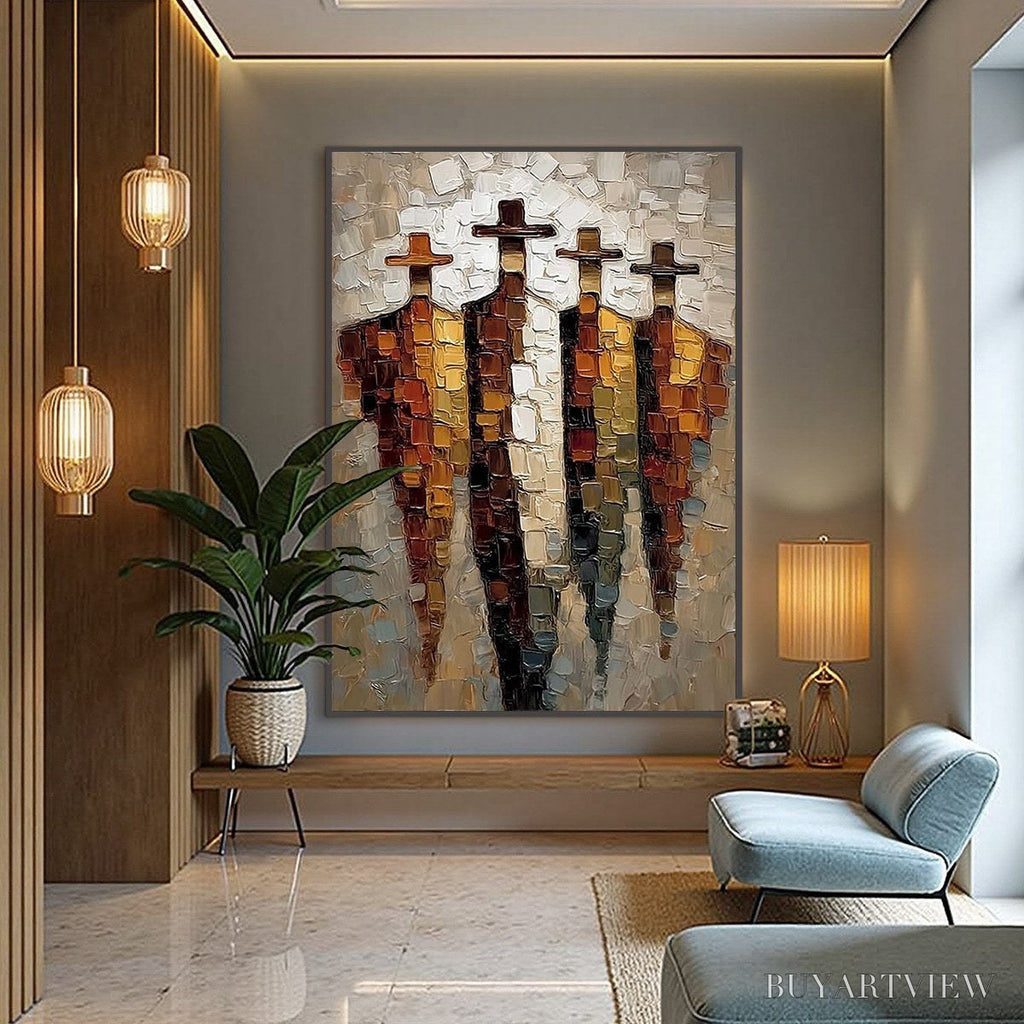 ARTOVITAS the Four Journeymen – Abstract Figurative Impasto Palette Knife Painting - image 6