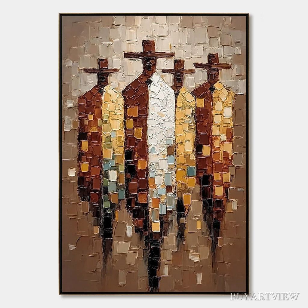 ARTOVITAS the Fellowship – Textured Impasto Figurative Palette Knife Painting - image 1