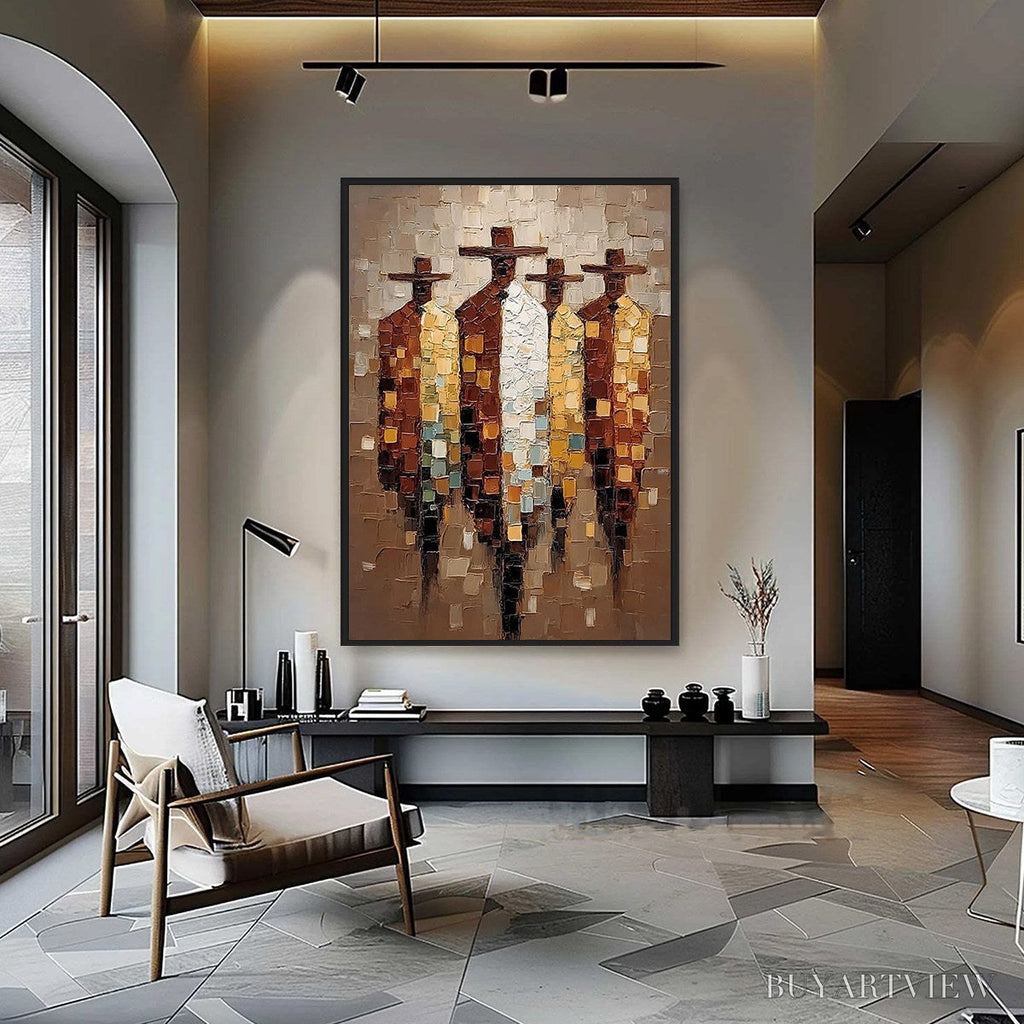 ARTOVITAS the Fellowship – Textured Impasto Figurative Palette Knife Painting - image 2