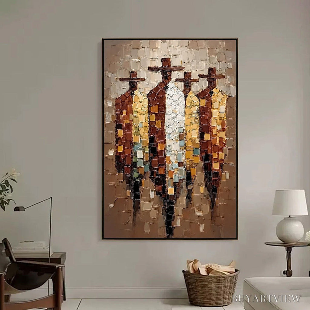 ARTOVITAS the Fellowship – Textured Impasto Figurative Palette Knife Painting - image 6