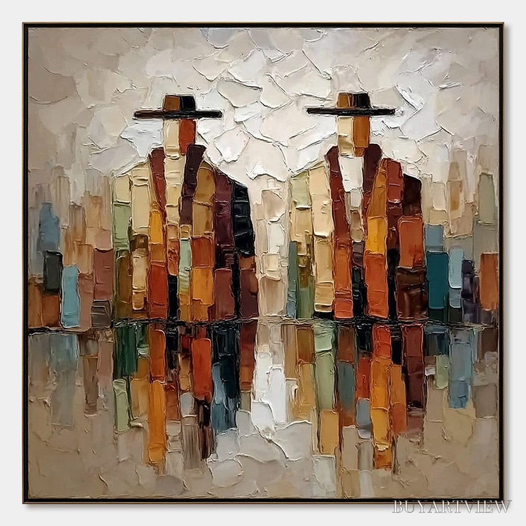 ARTOVITAS the Companions – Textured Abstract Figurative Impasto Painting - image 1