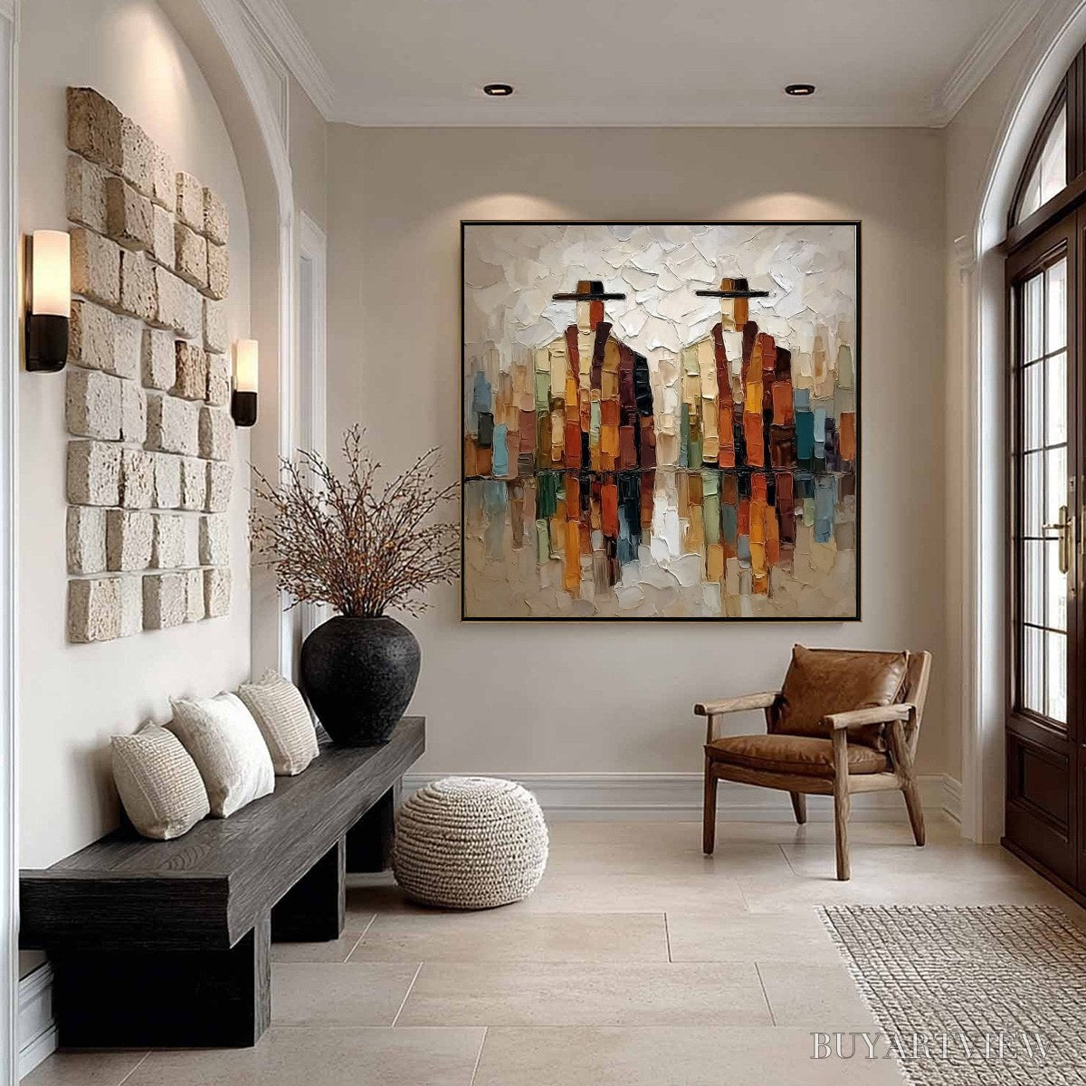 ARTOVITAS the Companions – Textured Abstract Figurative Impasto Painting - image 6