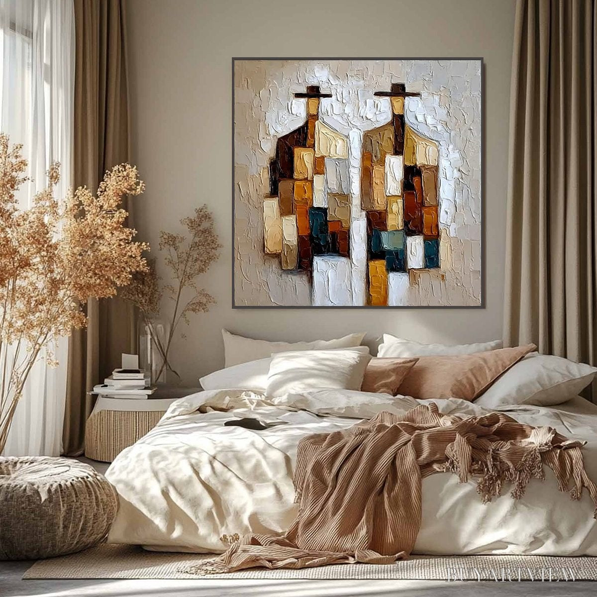 ARTOVITAS Companions – Heavy Texture Abstract Figurative Palette Knife Oil Painting - image 2