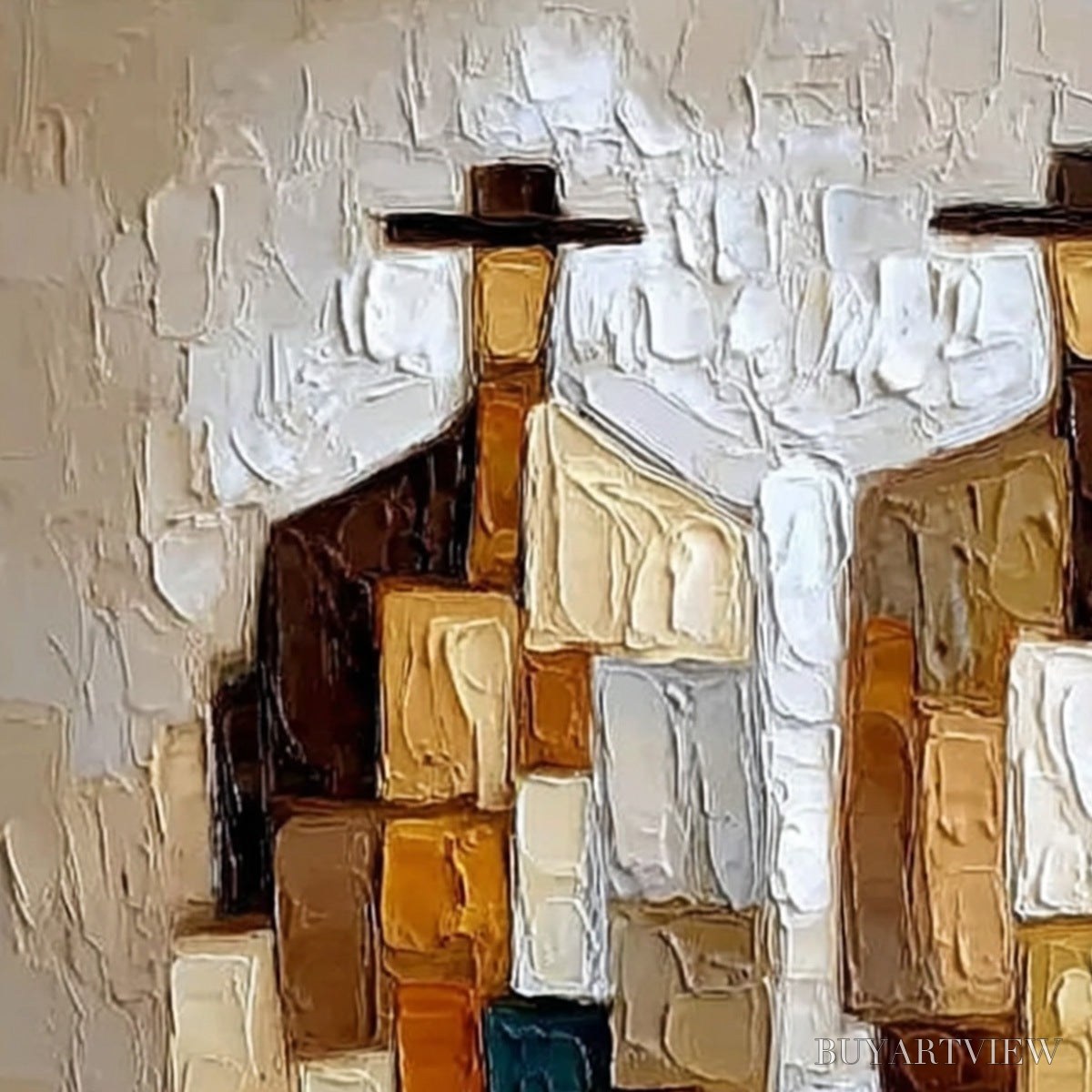 ARTOVITAS Companions – Heavy Texture Abstract Figurative Palette Knife Oil Painting - image 3