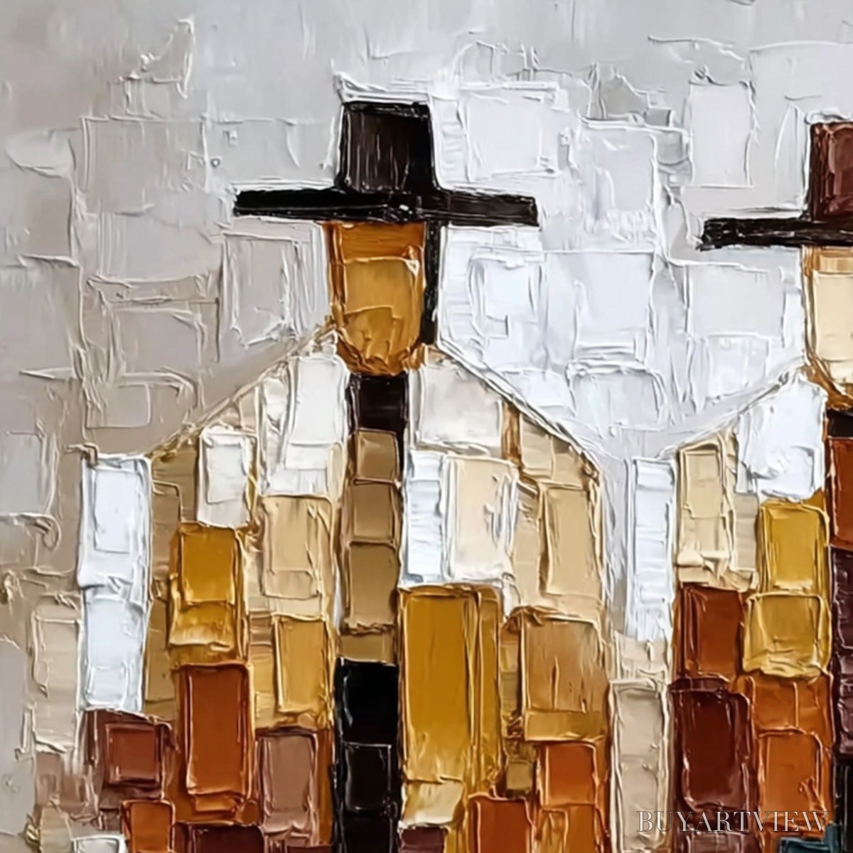 ARTOVITAS the Companions – Heavily Textured Abstract Figurative Palette Knife Oil Painting - image 3