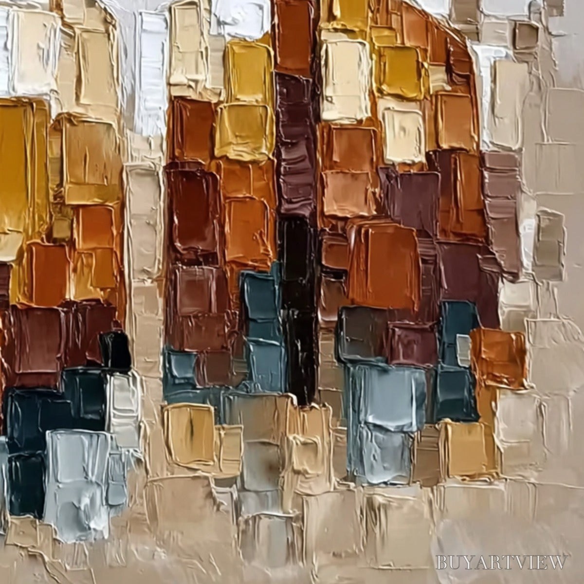 ARTOVITAS the Companions – Heavily Textured Abstract Figurative Palette Knife Oil Painting - image 5