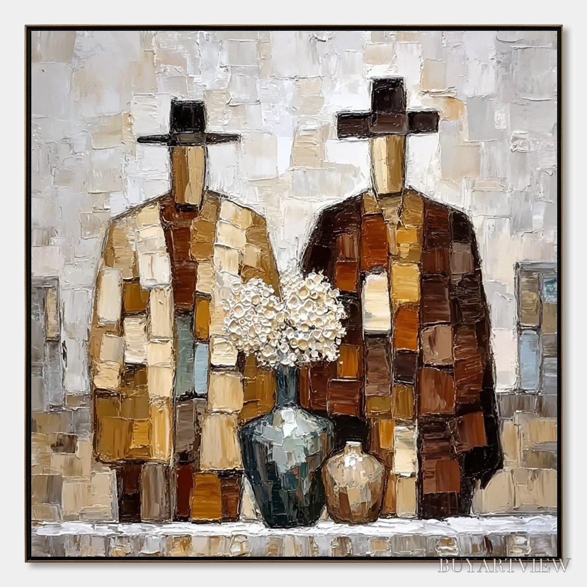 ARTOVITAS Kindred Spirits – Textured Abstract Figurative Impasto Painting - image 1