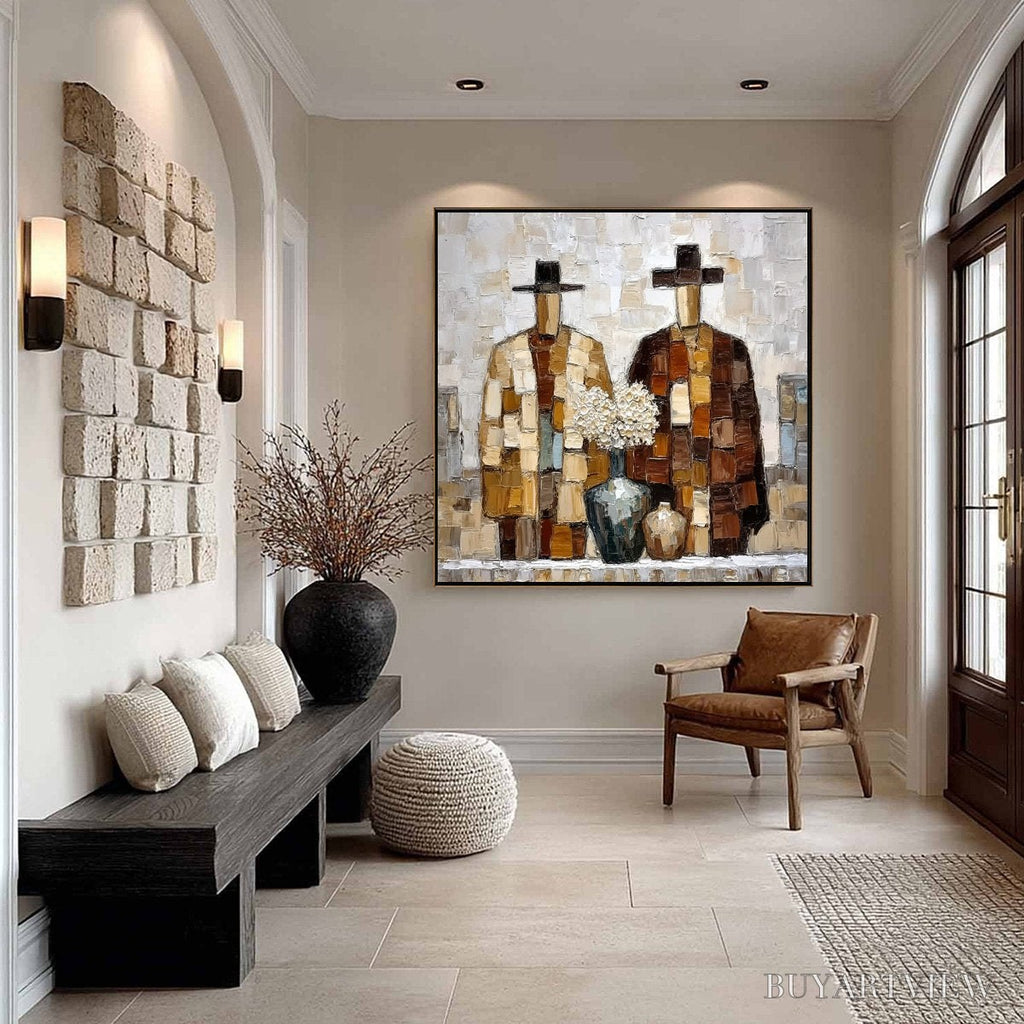 ARTOVITAS Kindred Spirits – Textured Abstract Figurative Impasto Painting - image 4