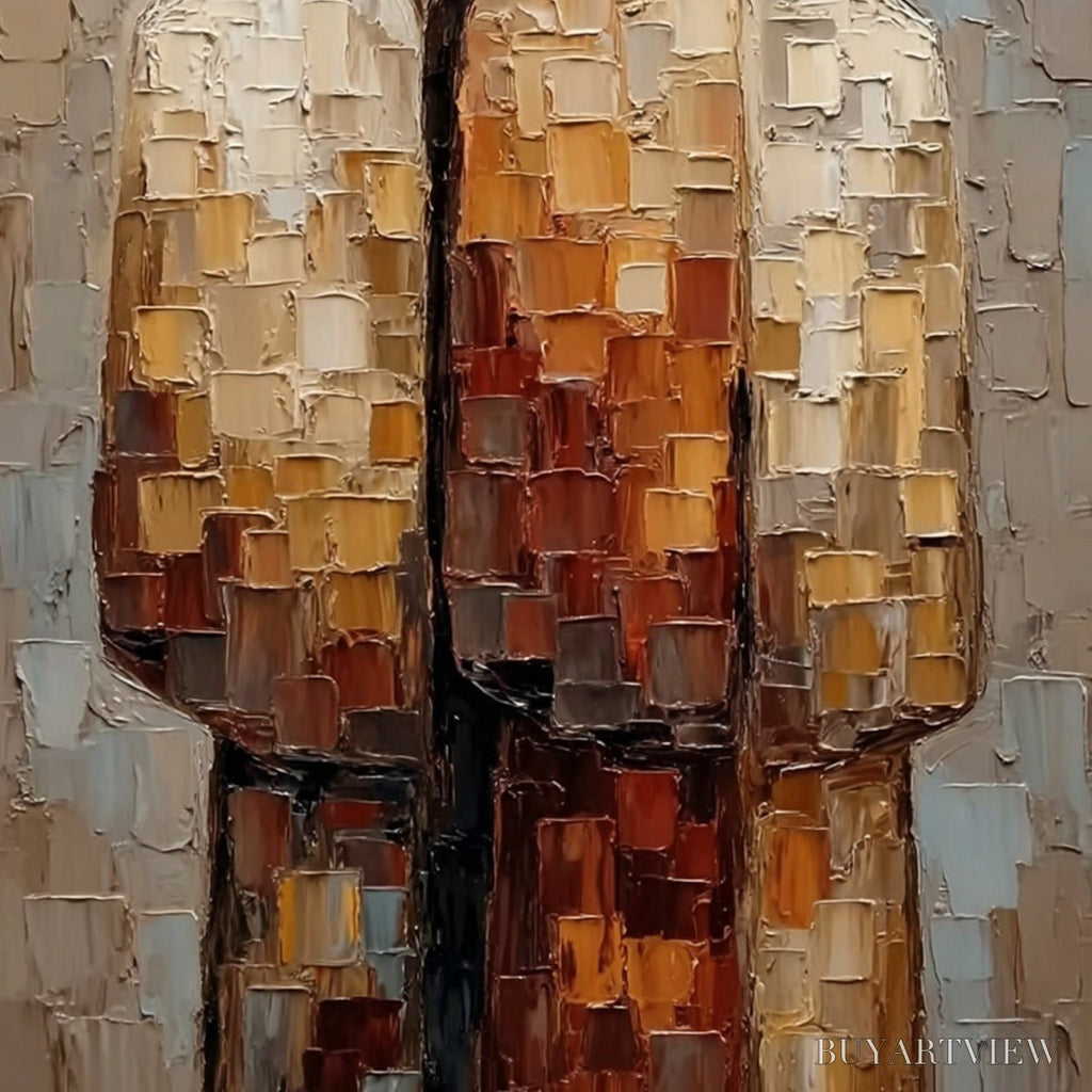 ARTOVITAS the Companions – Textured Impasto Abstract Figurative Couple Painting - image 5