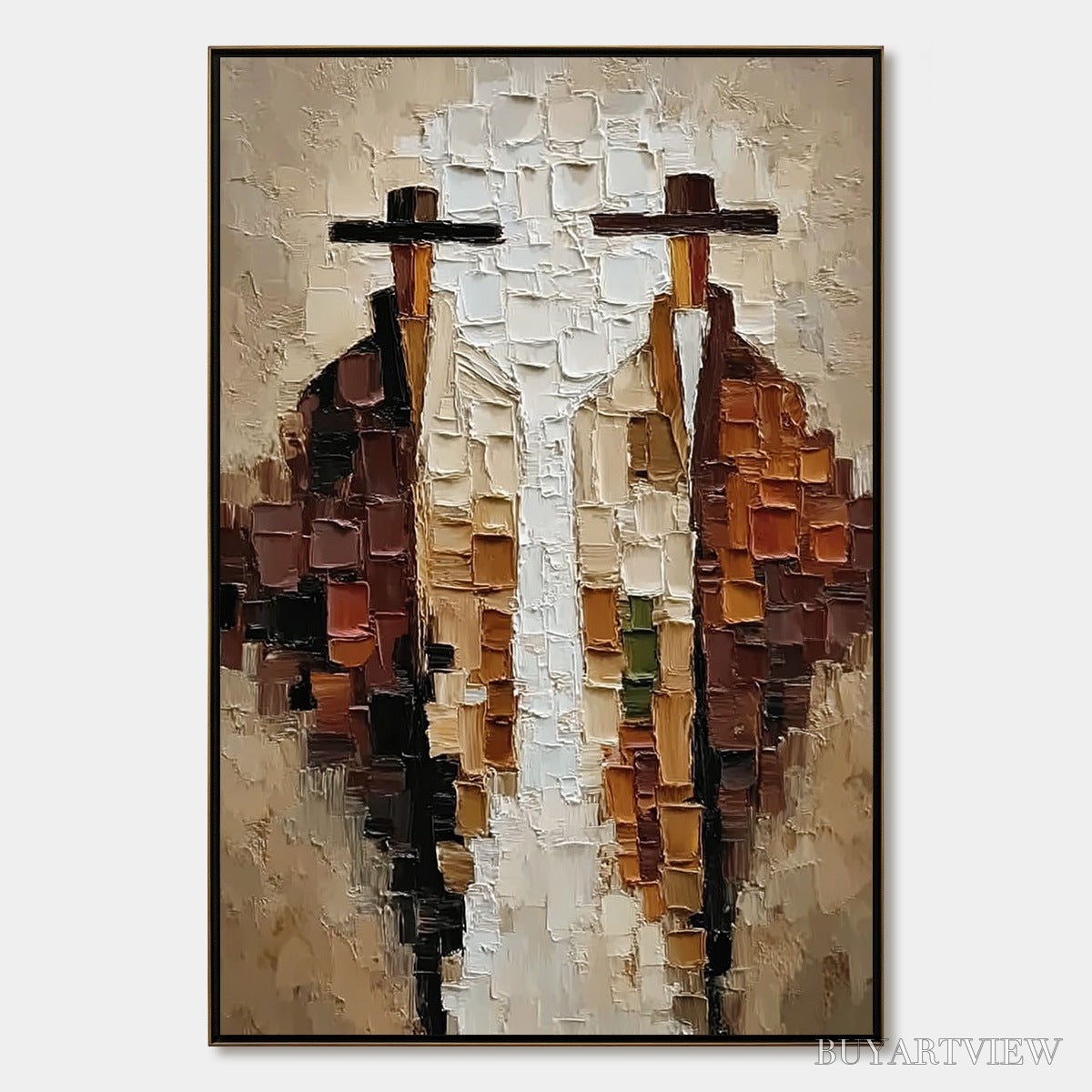 ARTOVITAS the Companions – Heavily Textured Abstract Figurative Impasto Painting - image 1
