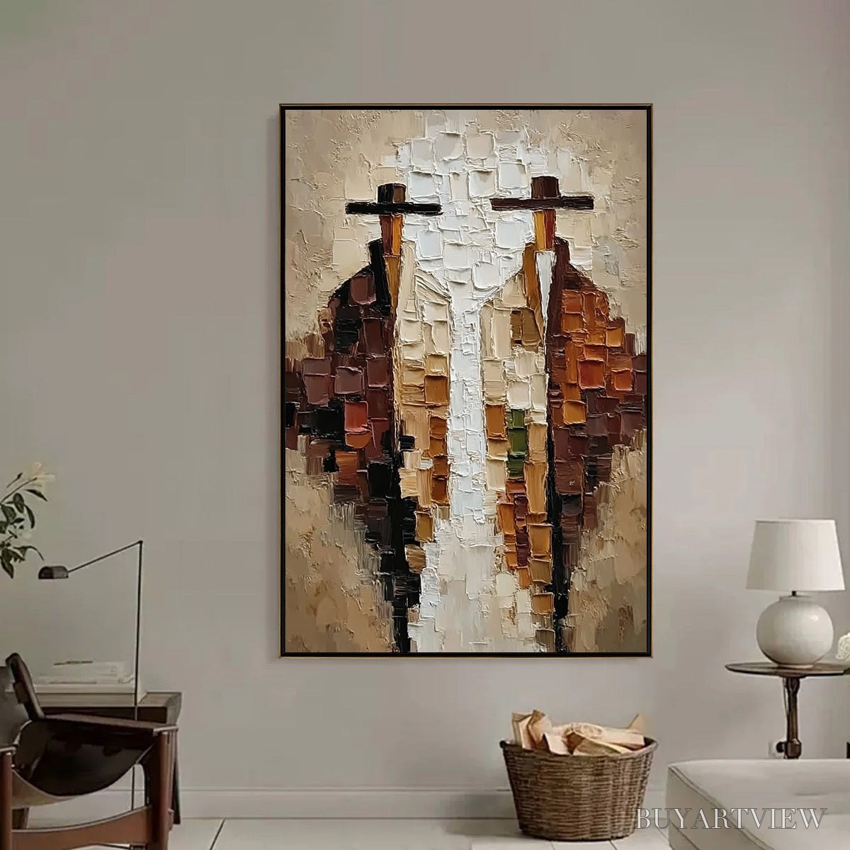 ARTOVITAS the Companions – Heavily Textured Abstract Figurative Impasto Painting - image 2