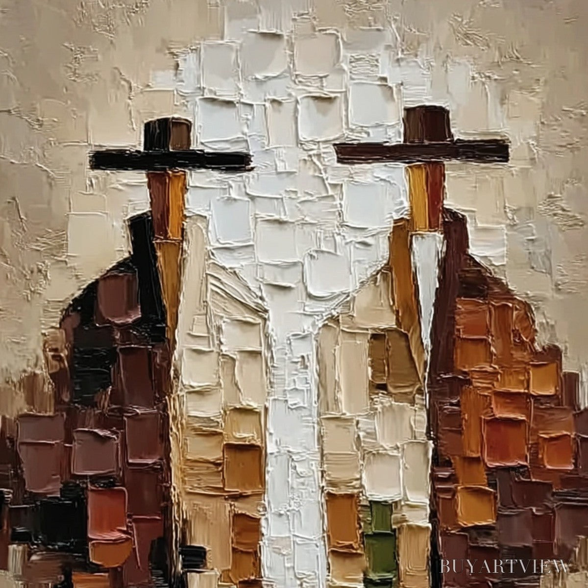 ARTOVITAS the Companions – Heavily Textured Abstract Figurative Impasto Painting - image 3