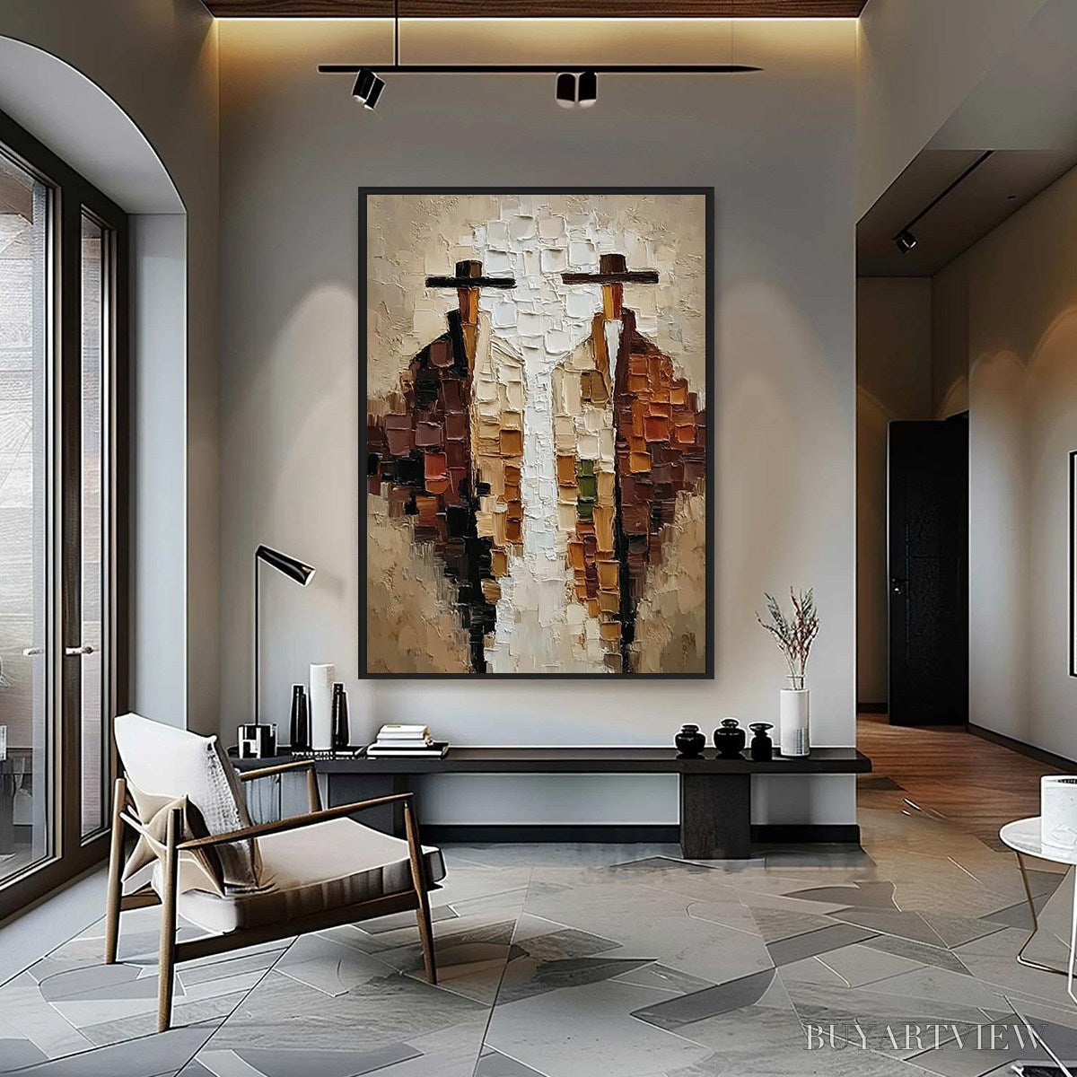 ARTOVITAS the Companions – Heavily Textured Abstract Figurative Impasto Painting - image 4