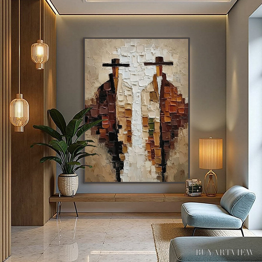 ARTOVITAS the Companions – Heavily Textured Abstract Figurative Impasto Painting - image 6
