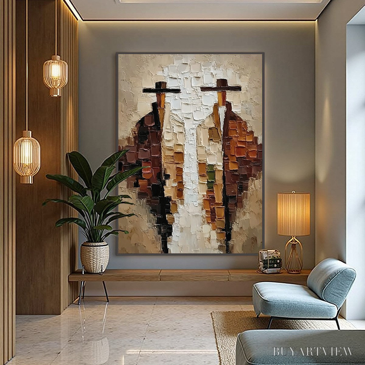 ARTOVITAS the Companions – Heavily Textured Abstract Figurative Impasto Painting - image 6