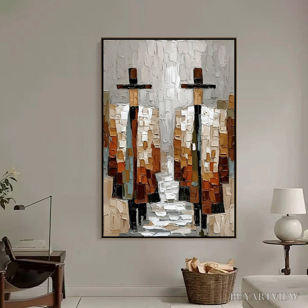 ARTOVITAS the Companions – Textured Abstract Figurative Painting of Two People - image 2