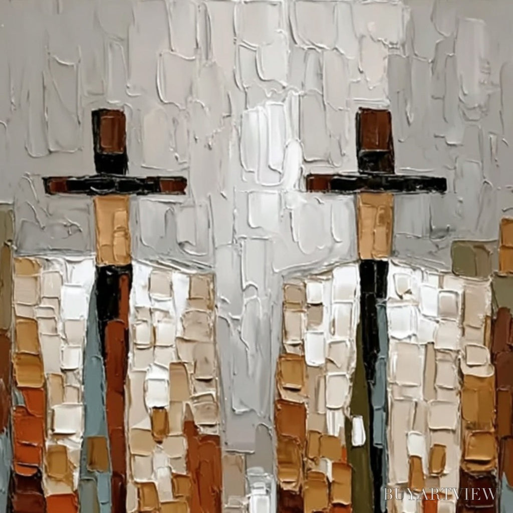 ARTOVITAS the Companions – Textured Abstract Figurative Painting of Two People - image 3