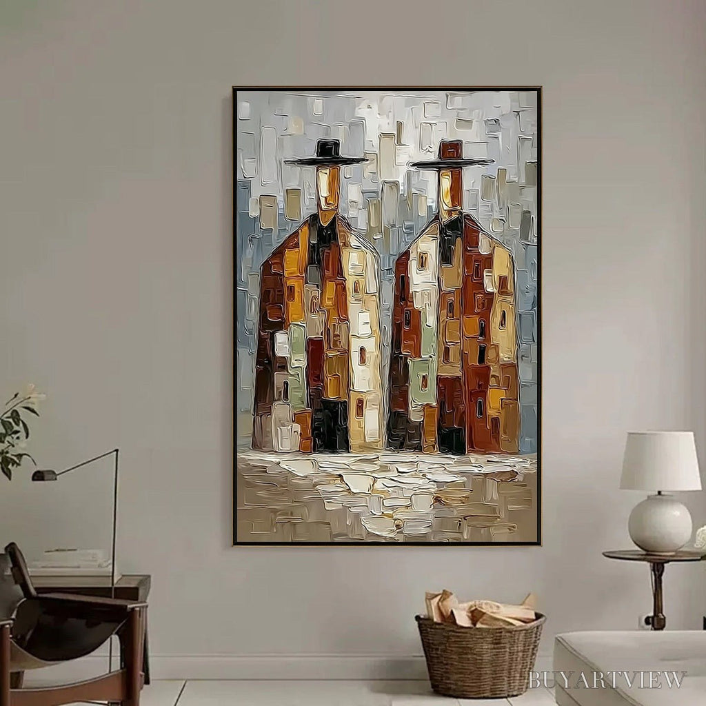 ARTOVITAS Urban Companions – Textured Abstract Figurative Impasto Painting - image 2