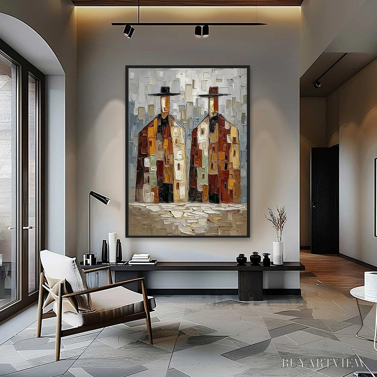 ARTOVITAS Urban Companions – Textured Abstract Figurative Impasto Painting - image 4