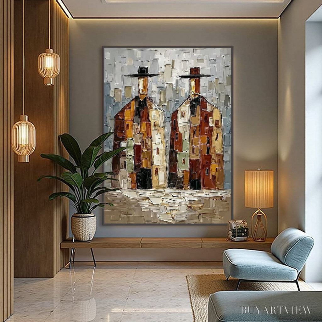 ARTOVITAS Urban Companions – Textured Abstract Figurative Impasto Painting - image 6