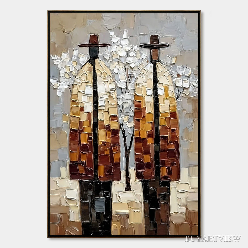 ARTOVITAS the Companions – Textured Figurative Impasto Art for Modern Decor - image 1
