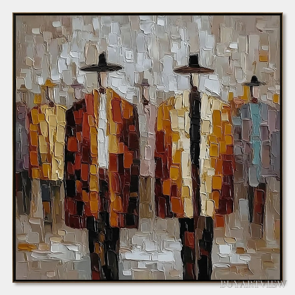 ARTOVITAS the Gathering – Abstract Figurative Palette Knife Impasto Painting - image 1