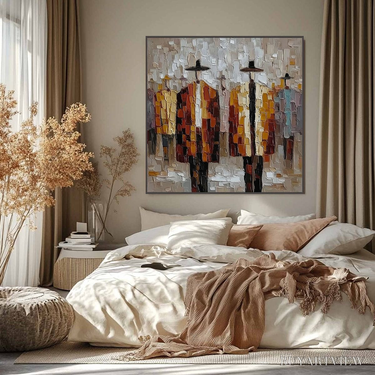 ARTOVITAS the Gathering – Abstract Figurative Palette Knife Impasto Painting - image 2