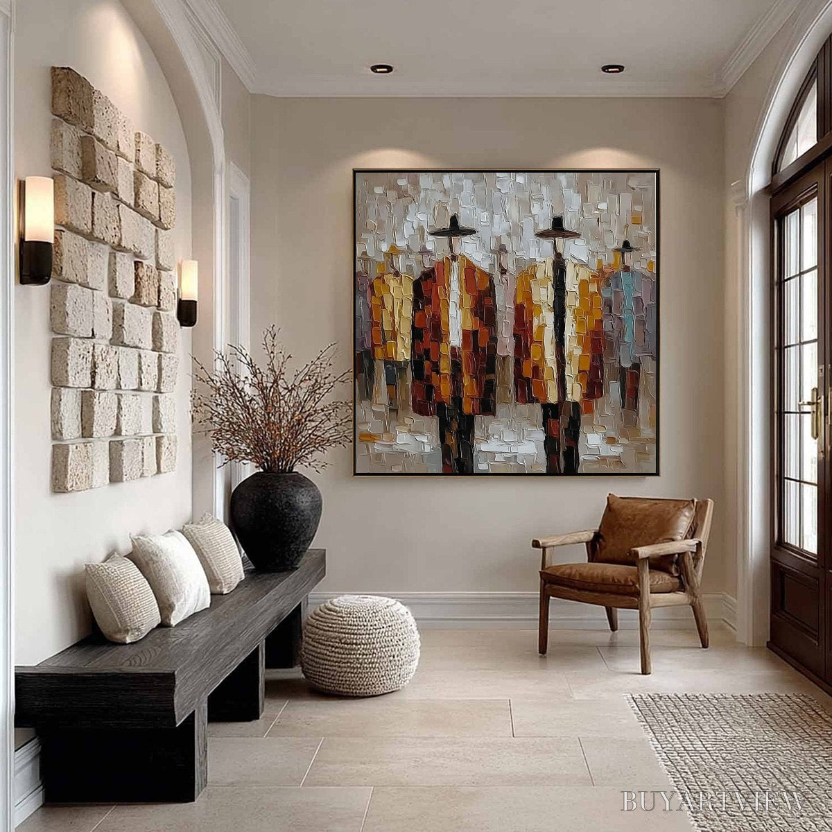 ARTOVITAS the Gathering – Abstract Figurative Palette Knife Impasto Painting - image 6