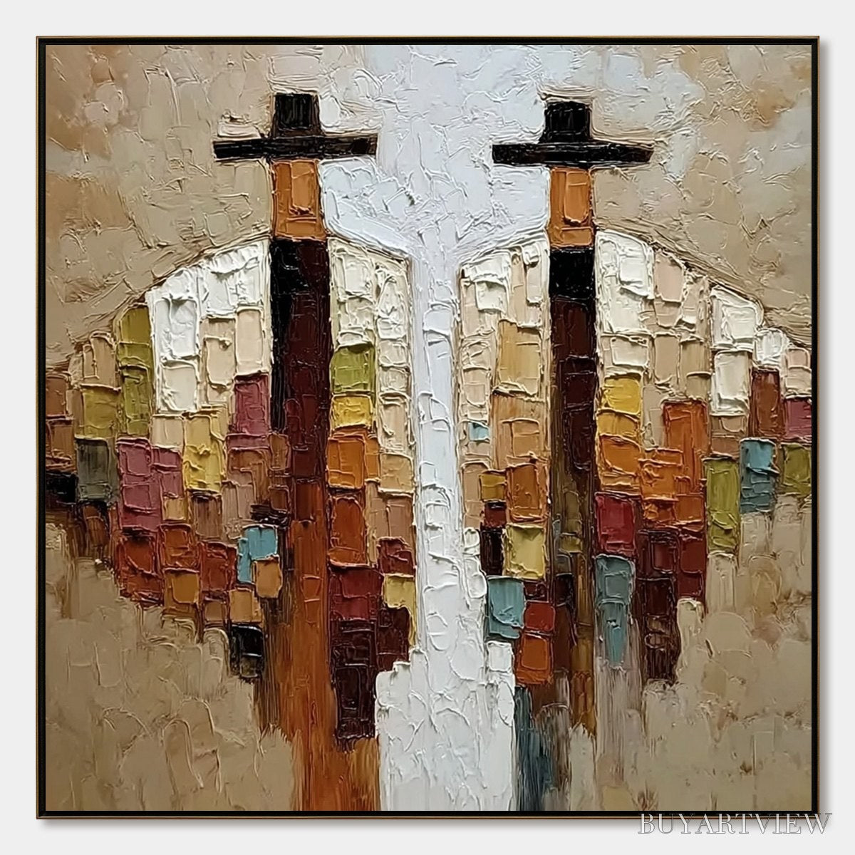 ARTOVITAS Kindred Spirits – Textured Abstract Figurative Impasto Painting - image 1