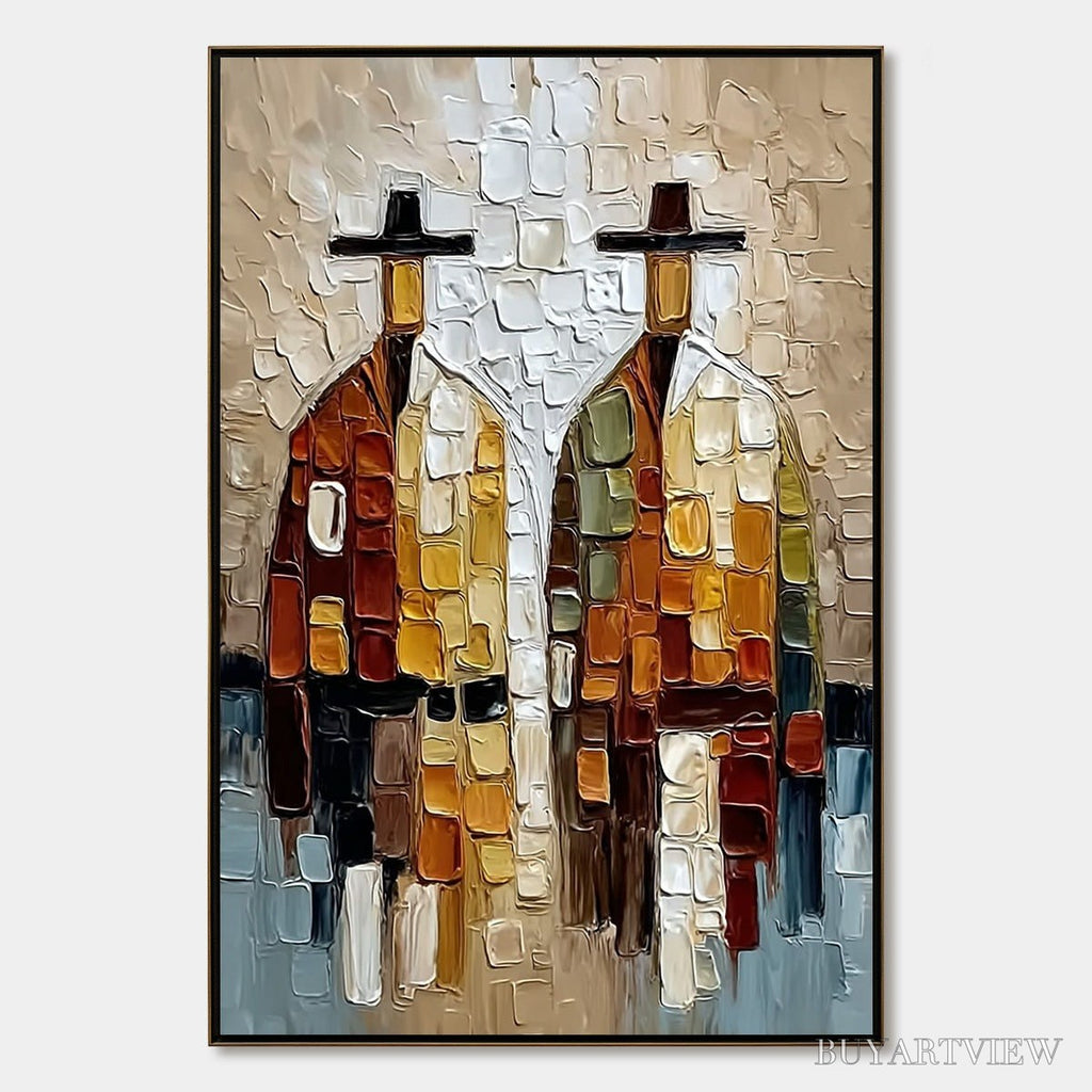 ARTOVITAS the Companions – Textured Abstract Figurative Impasto Painting - image 1