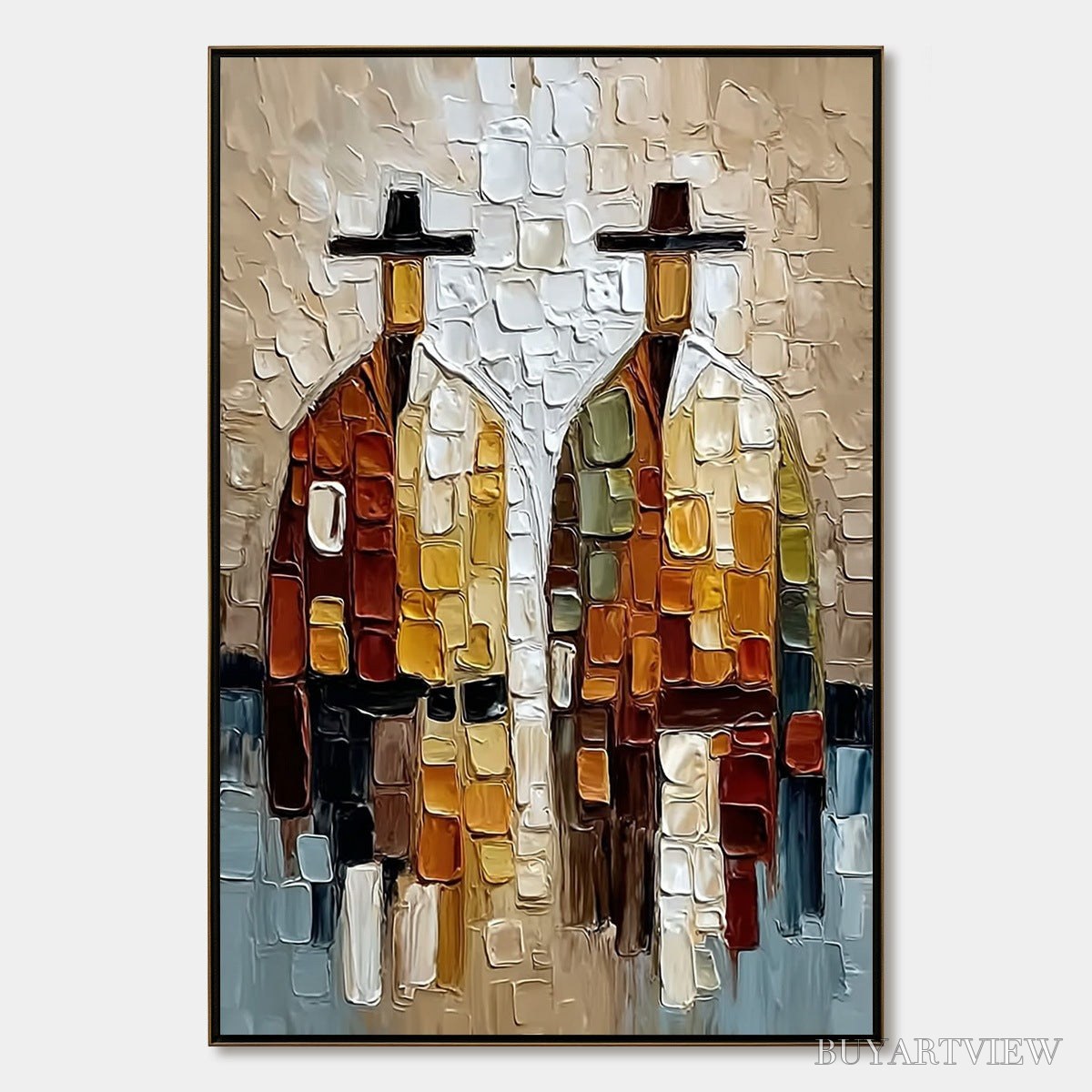 ARTOVITAS the Companions – Textured Abstract Figurative Impasto Painting - image 1
